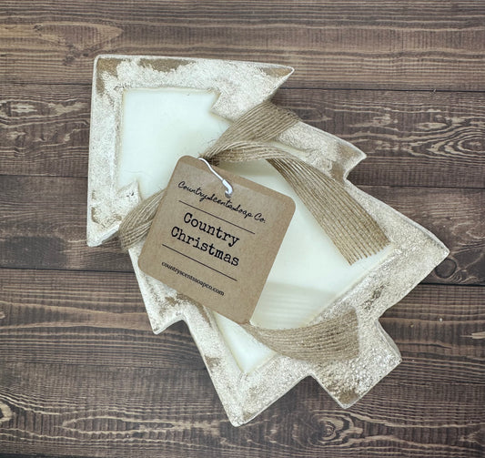 Country Christmas Dough Bowl Candle