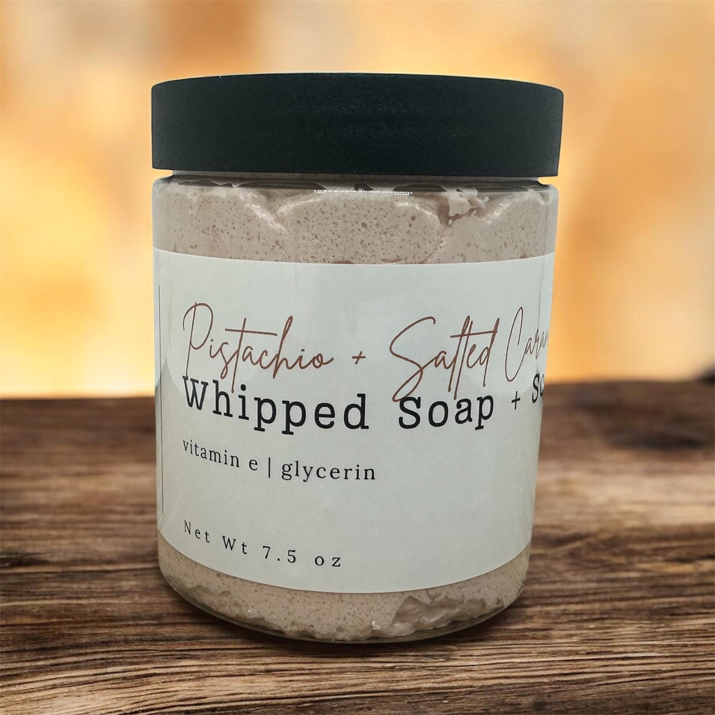 Pistachio + Salted Caramel Whipped Soap + Scrub